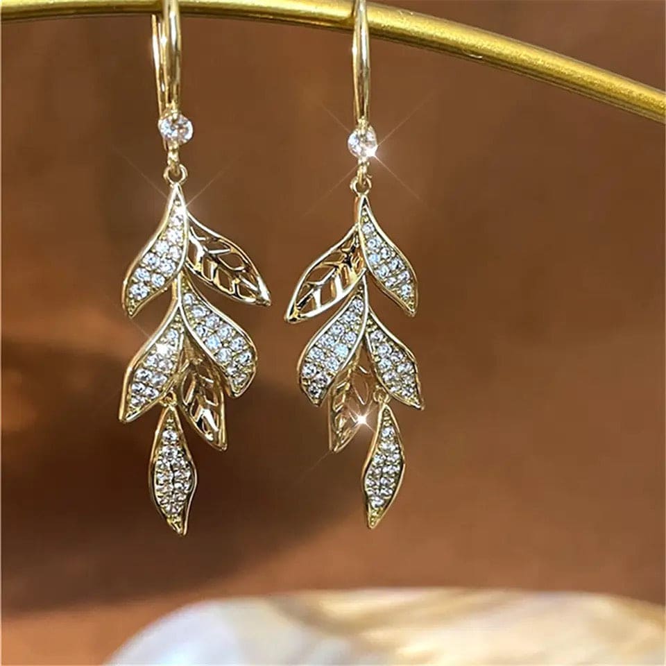 Classics Leaf Drop Earring, Zircon Leaf Earrings For Women, Exquisite Long Tassel Drop Earring, Luxury Leaf Tessel Earring Classics Leaf Drop Earring, Zircon Leaf Earrings For Women, Exquisite Long Tassel Drop Earring, Luxury Leaf Tessel Earring